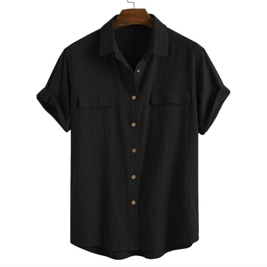 Áo đũi nam cổ bẻ, áo sơ mi đũi cài cúc túi hộp chất vải đũi thoảng mát thấm hút mồ hôi AĐ02 | BigBuy360 - bigbuy360.vn