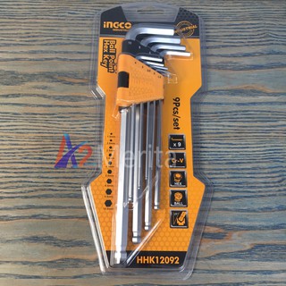 Bộ 9 chìa lục giác đầu tròn ingco hhk12092