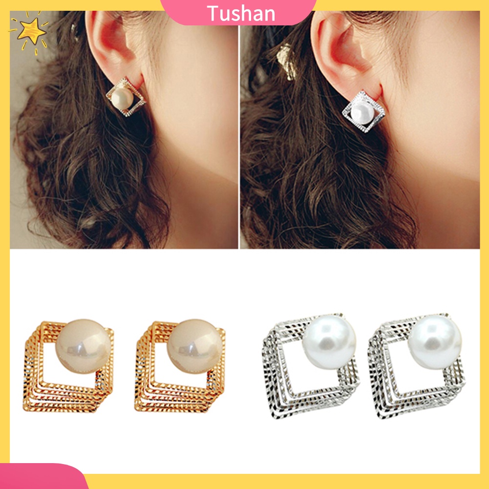 Đôi khuyên tai nhiều tầng đính ngọc trai giả thời trang cho nữ