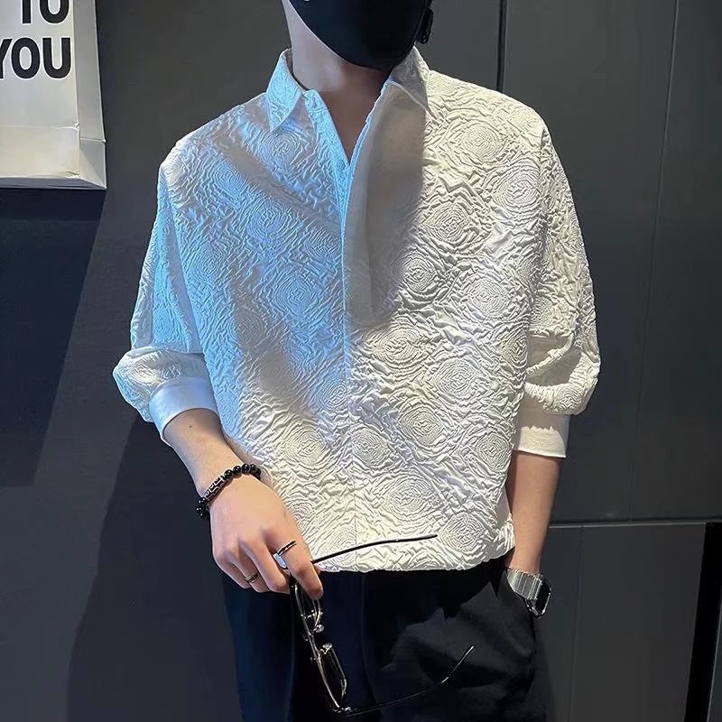 Áo Sơ Mi Tay Ngắn Dáng Rộng Màu Trơn Đơn Giản Thời Trang Hàn Quốc Cho Nam fashion áo nam đẹp simple lụa áo nam tay lỡ áo sơ mi nam ngắn tay áo sơ mi nam form rộng