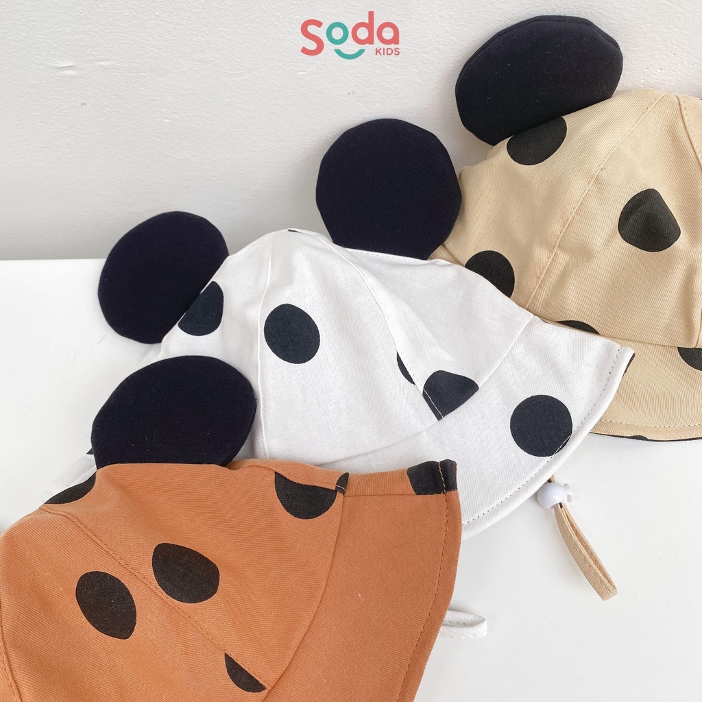 Mũ vành cho bé SODA KIDS chấm bi đính tai mickey dễ thương phong cách Hàn Quốc