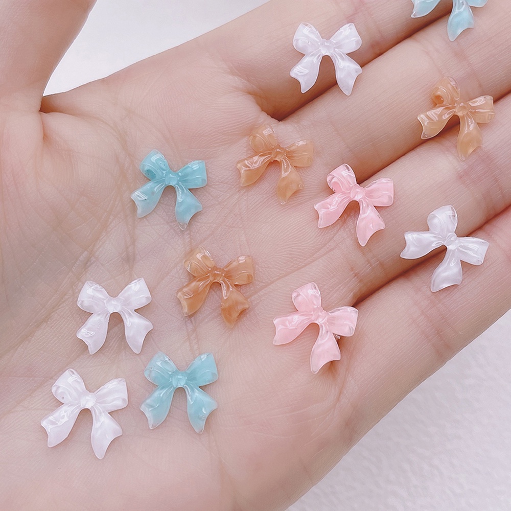 [Hàng mới về] Bộ 6 hàng 30 / 48 chiếc phụ kiện trang trí móng nghệ thuật hình gấu trong suốt/ nơ 3D cho nữ
