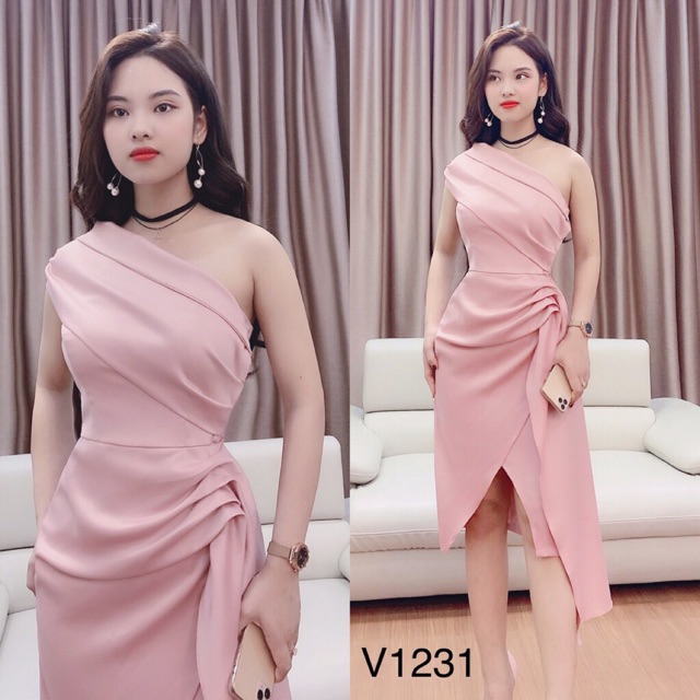 For you - Đầm thiết kế cao cấp / đầm dự tiệc/ đầm lệch vai/ đầm nhún eo V1231