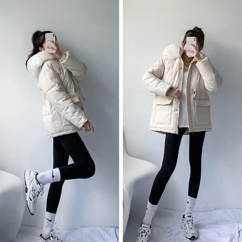 Áo khoác parka nữ phiên bản mới nhất, Áo khoác phao mũ lông xù hàng QCCC | BigBuy360 - bigbuy360.vn
