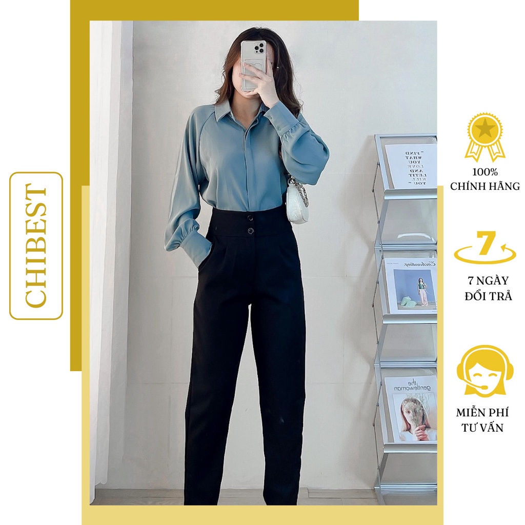 Quần công sở nữ quần tây công sở nữ 2 nút đai đẹp CHIBETS AQA121