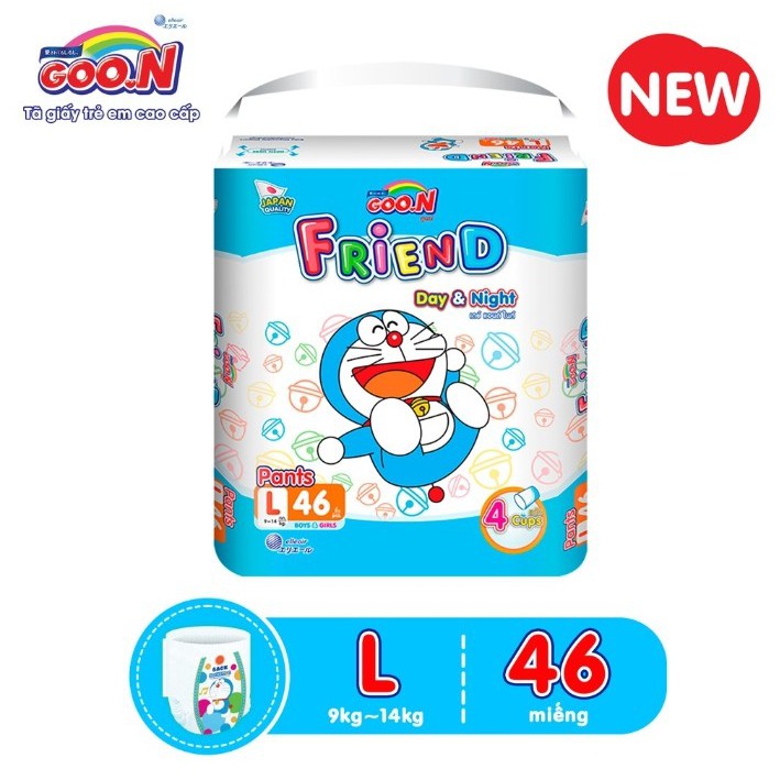 Tã Quần Goon Friend L46 miếng trẻ từ 9 đến 14kg quà tặng ngẫu nhiên cho bé