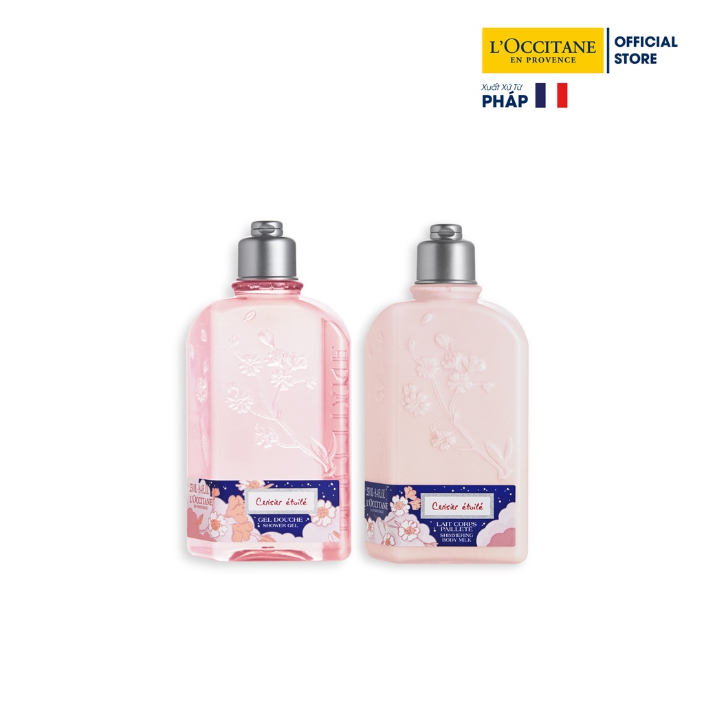 Bộ Sản Phẩm Gel Tắm &amp; Dưỡng Thể Hương Hoa Anh Đào Phiên Bản Giới Hạn Cherry Blossom 250ml L'Occitane