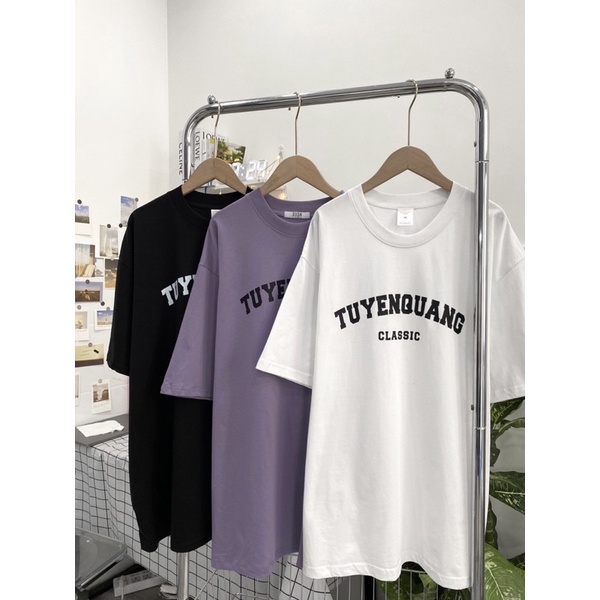 Áo thun tay lỡ tỉnh tuyên quang kèm ảnh thật gó 3 màu đen/trắng/tím