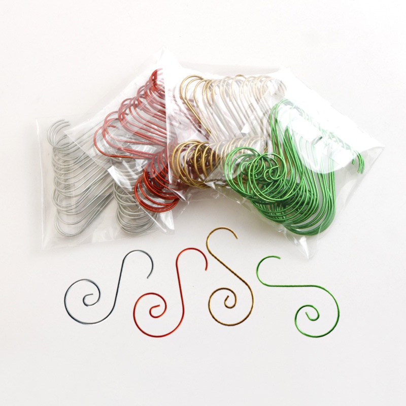 Set 20 Móc Treo Đồ Hình Chữ S Bằng Kim Loại Trang Trí Cây Thông Noel