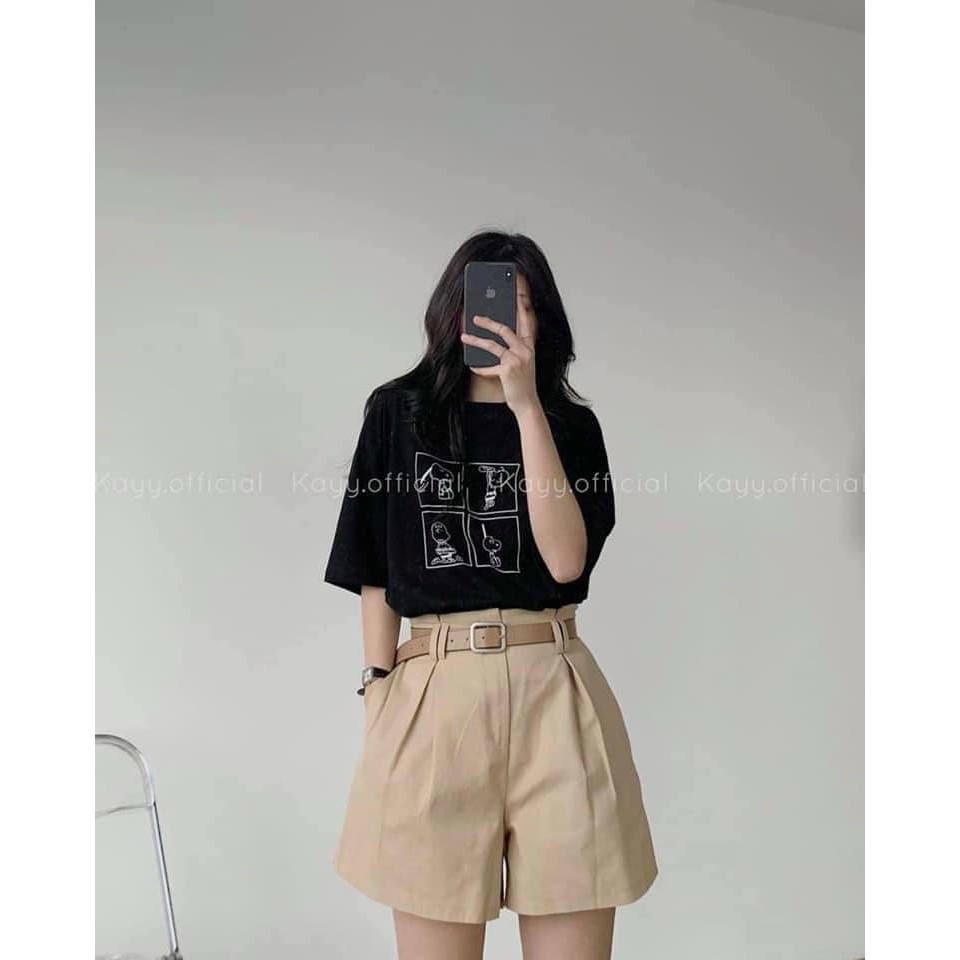Set đồ nữ cá tính Ulzzang đi chơi mua hè giá rẻ Áo phông tay lỡ quần short SNOOPY SDN01 | BigBuy360 - bigbuy360.vn