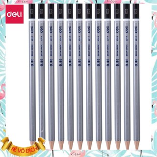 Bút chì 2b cao cấp deli, màu bạc 12 cây/hộp cu24910