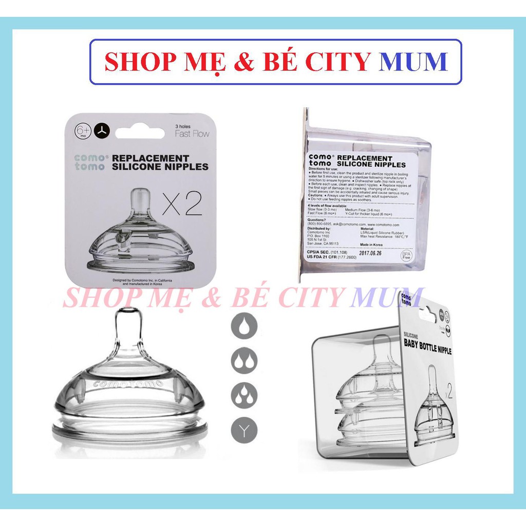 Núm ti comotomo, núm ti thay thế Comotomo 1-2-3 tia, Y-cut, chất liệu silicon không chứa BPA