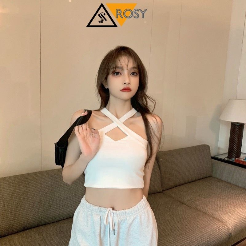 Áo croptop 3 lỗ chéo chất thun co giãn thoáng mát
