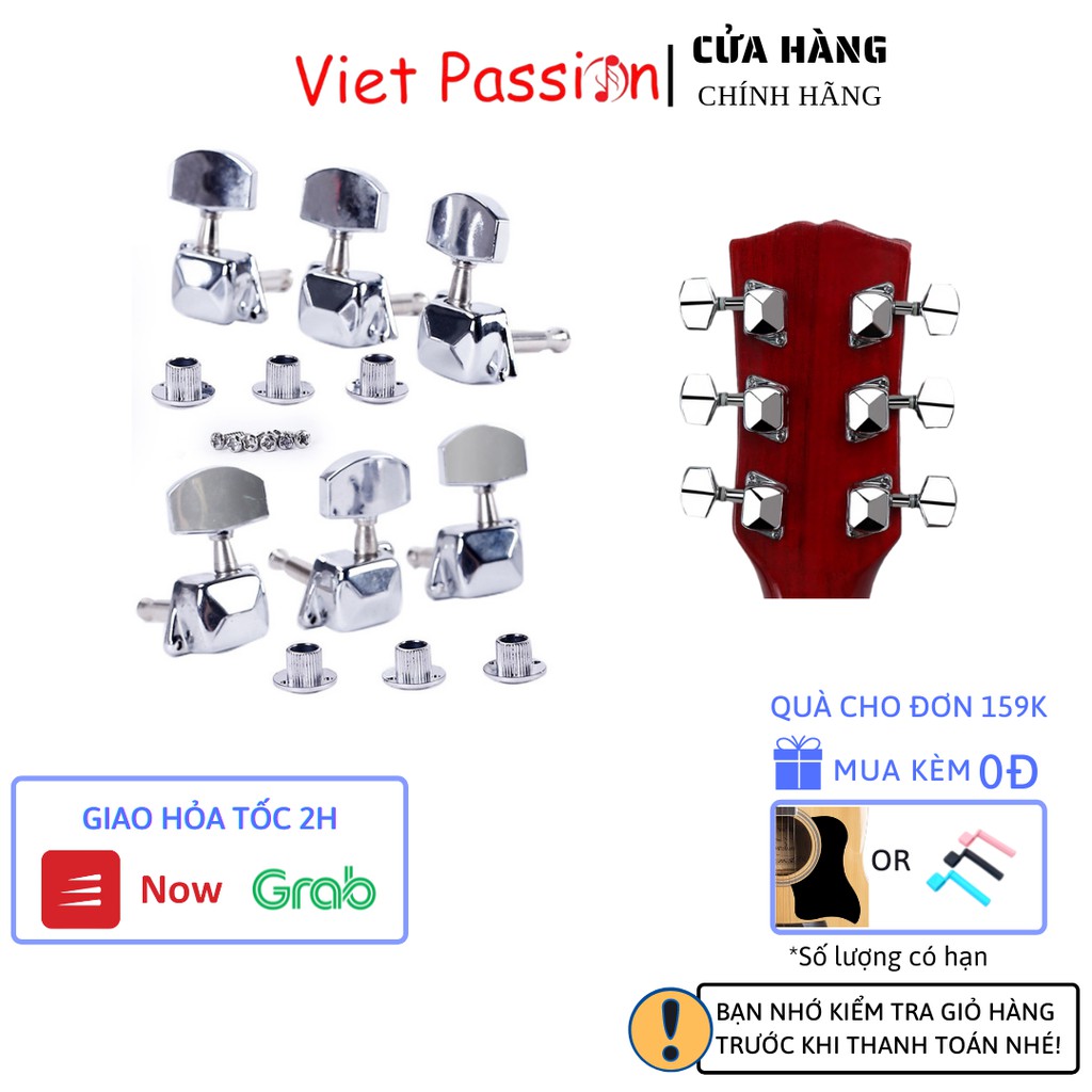Khóa đàn guitar acoustic khóa hộp làm bằng thép không gỉ cao cấp đủ bộ Viet Passion