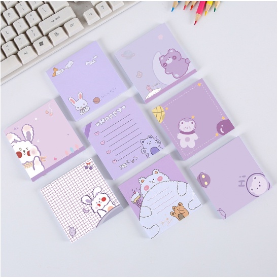 Giấy note nhớ ghi chú cute trơn dán hình động vật dễ thương nhiều màu,kích cỡ siêu tiện lợi