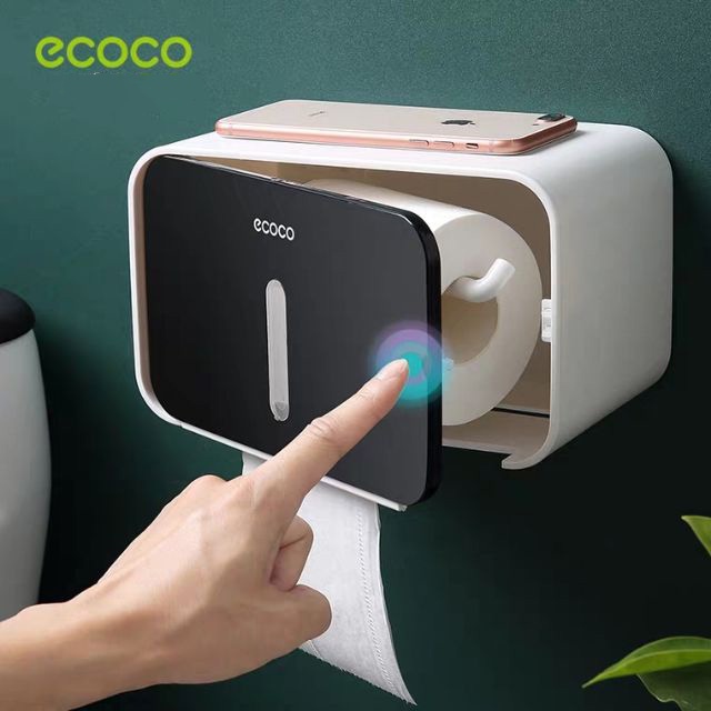 Hộp Đựng Giấy Vệ Sinh ECOCO E1903 Dán Tường, Hộp Đựng Khăn Giấy Chống Nước Cao Cấp - Tặng Kèm miếng dán