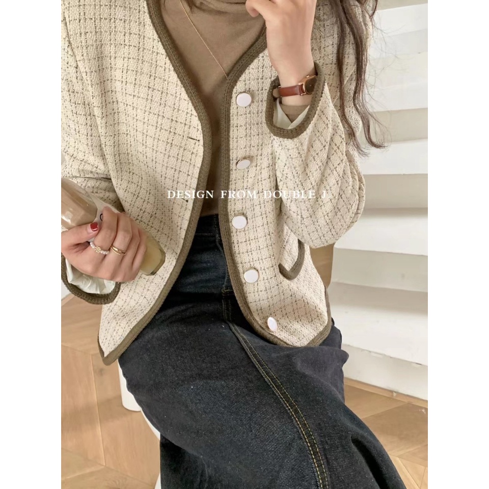 Áo khoác dạ Tweed 2 lớp Hàn Quốc