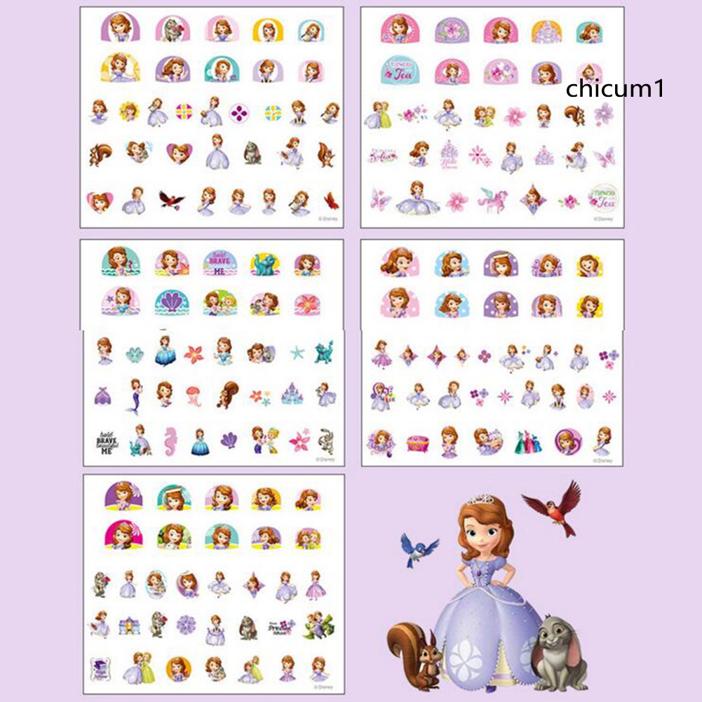 [Hàng mới về] Vỉ sticker dán móng tay trang trí hình nhân vật Mickey/Bạch Tuyết/Elsa và nhiều kiểu dành cho bé gái