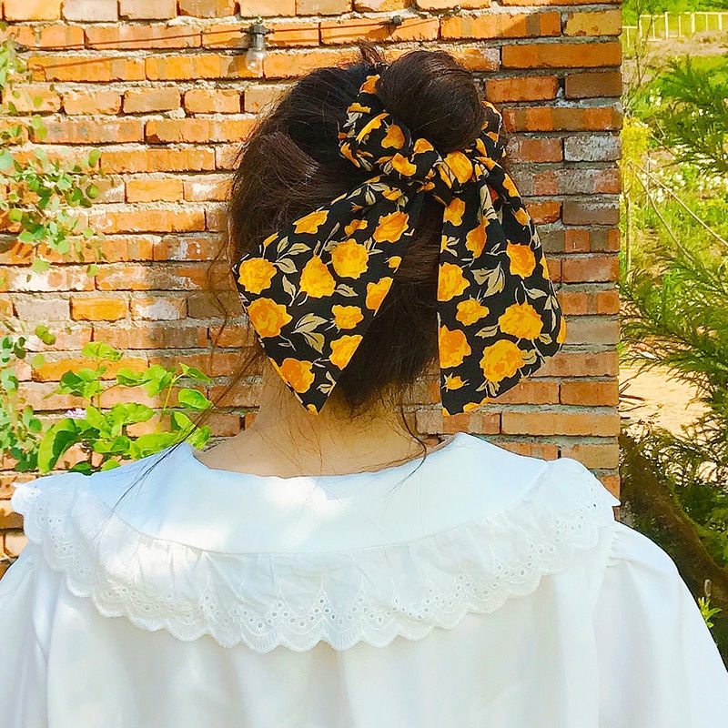 Dây buộc tóc in họa tiết hoa đơn giản thời trang cho nữ