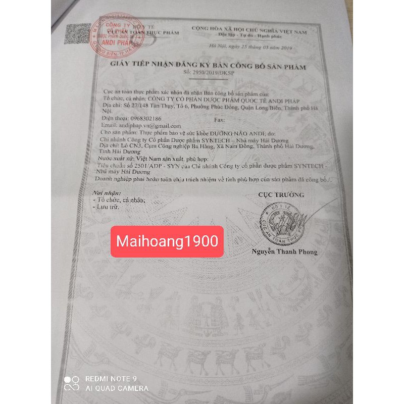 Dưỡng não Andi hết đau đầu ,tê bì chân tay