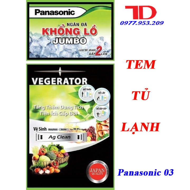 Tem dán tủ lạnh PANASONIC + tặng băng keo 2 mặt