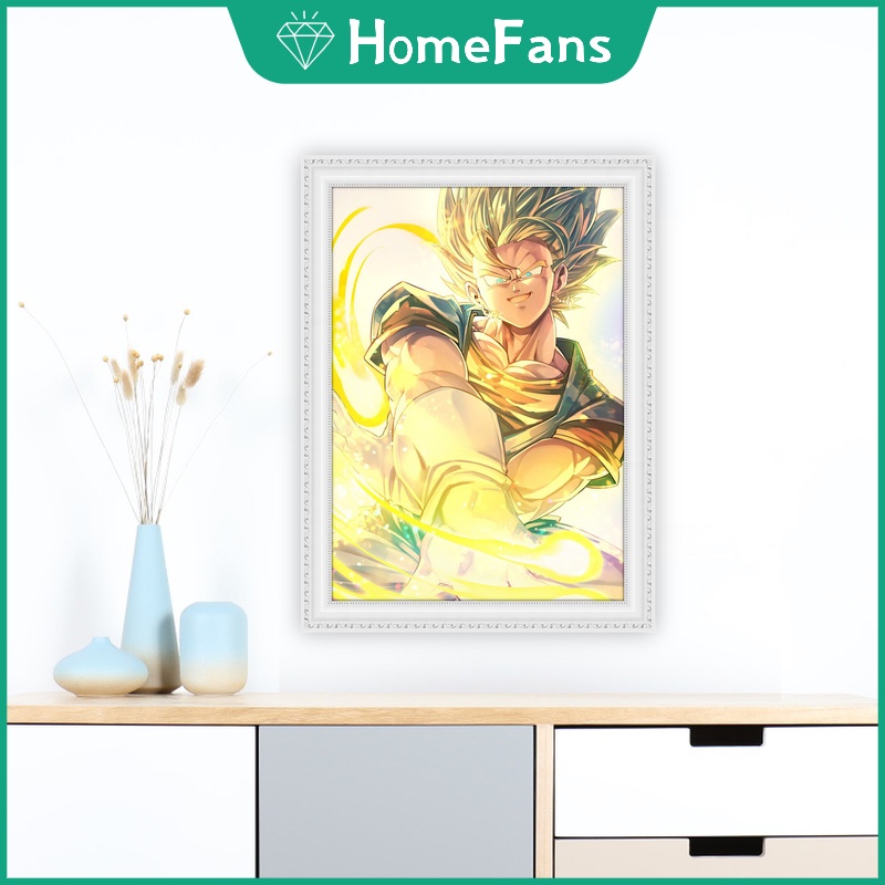 Tranh Đính Đá 5D Tự Làm Hình Son Goku Trong Dragon Ball 30x40cm Trang Trí Nhà Cửa