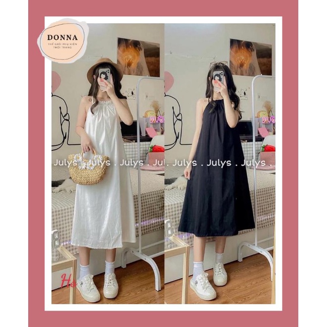 ĐẦM VÁY YẾM NỮ 3 LỖ CỔ BÈO NƠ LƯNG DÁNG DÀI FORM RỘNG PHONG CÁCH Hàn QUỐC CHẤT LIỆU CAO CẤP CỰC XINH