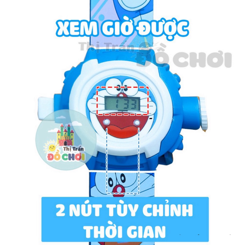 Đồ chơi cho bé trai ⌚️ FREESHIP ⌚️ Đồng hồ trẻ em cho bé trai mẫu siêu nhân người nhện chiếu 24 hình 3D 777-131B