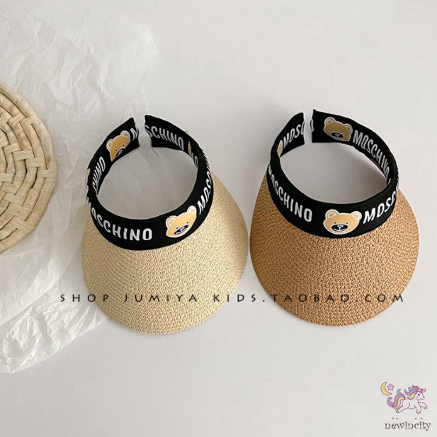 Mũ Cói Chống Tia Uv Hình Gấu Hoạt Hình Dễ Thương Phong Cách Hàn Quốc Cho Bé