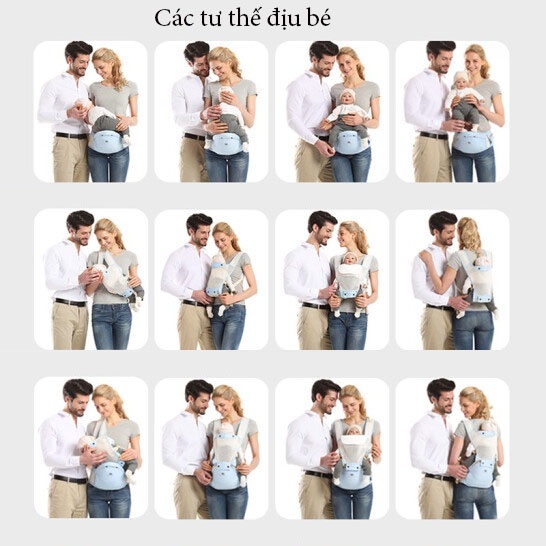 Địu lưới 3D thoáng khí Sanle từ 0-36 tháng, Địu em bé 6 tư thế đa năng chống gù lưng cao cấp thoáng khí bảo vệ xương bé