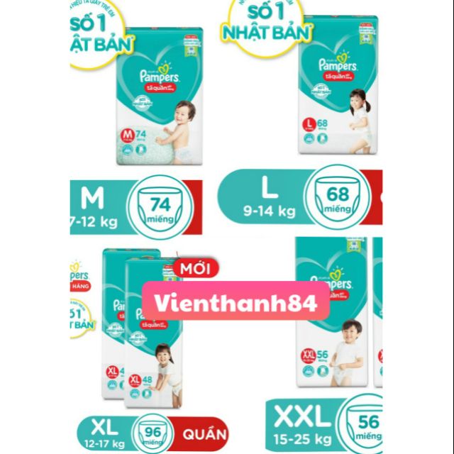 Bỉm pamper quần giữ dáng mẫu mới M60/L54/XL48/xxl44