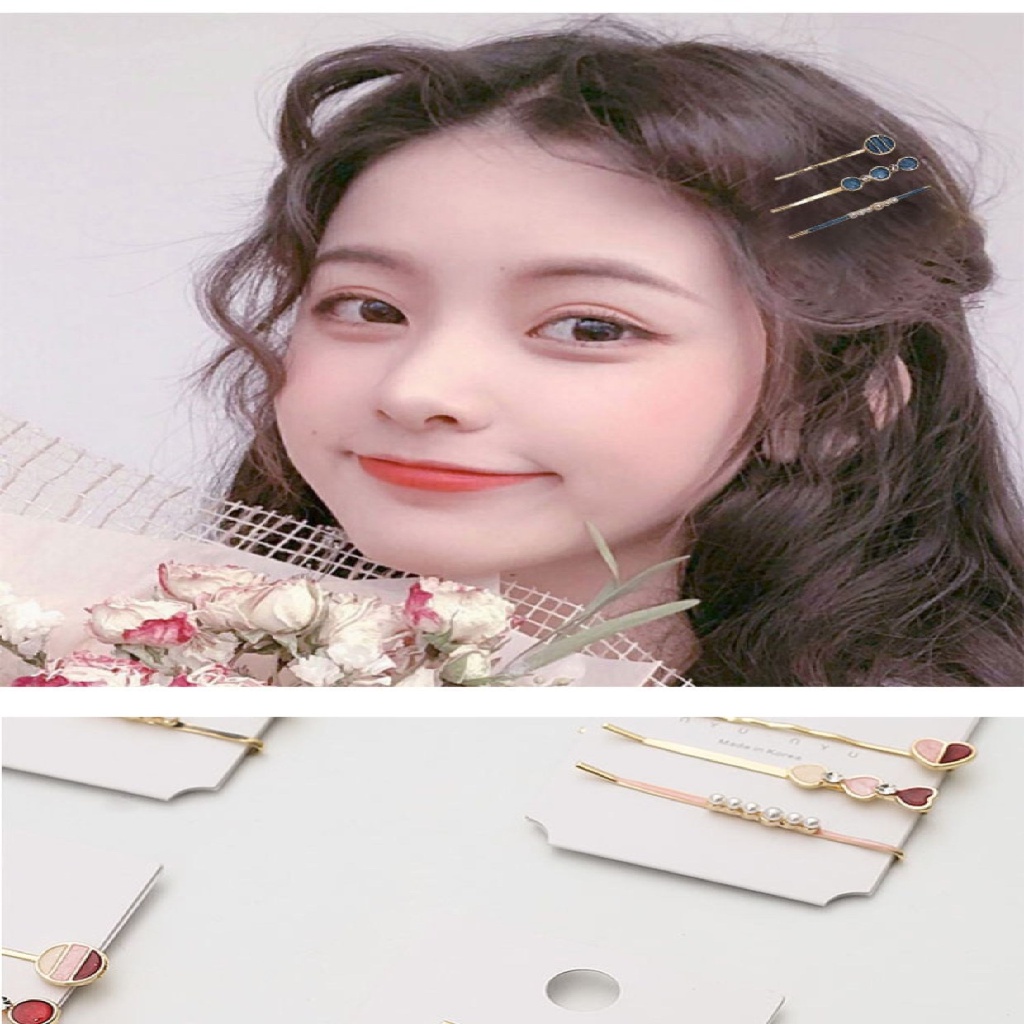 SET 3 kẹp tóc ngọc trai nhân tạo đá trong siêu xinh cho phái đẹp