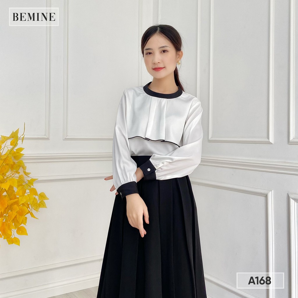 Aó kiểu cổ tròn tay dài phối viền BEMINE A168TRANG