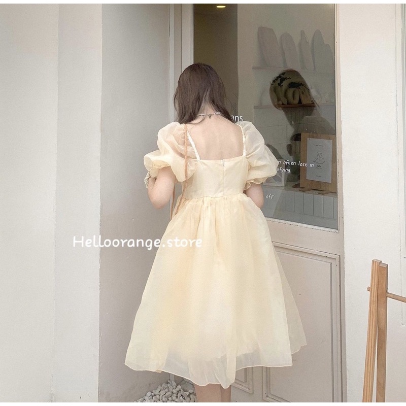 VIBED Đầm babydoll vol tơ màu nude dễ thương