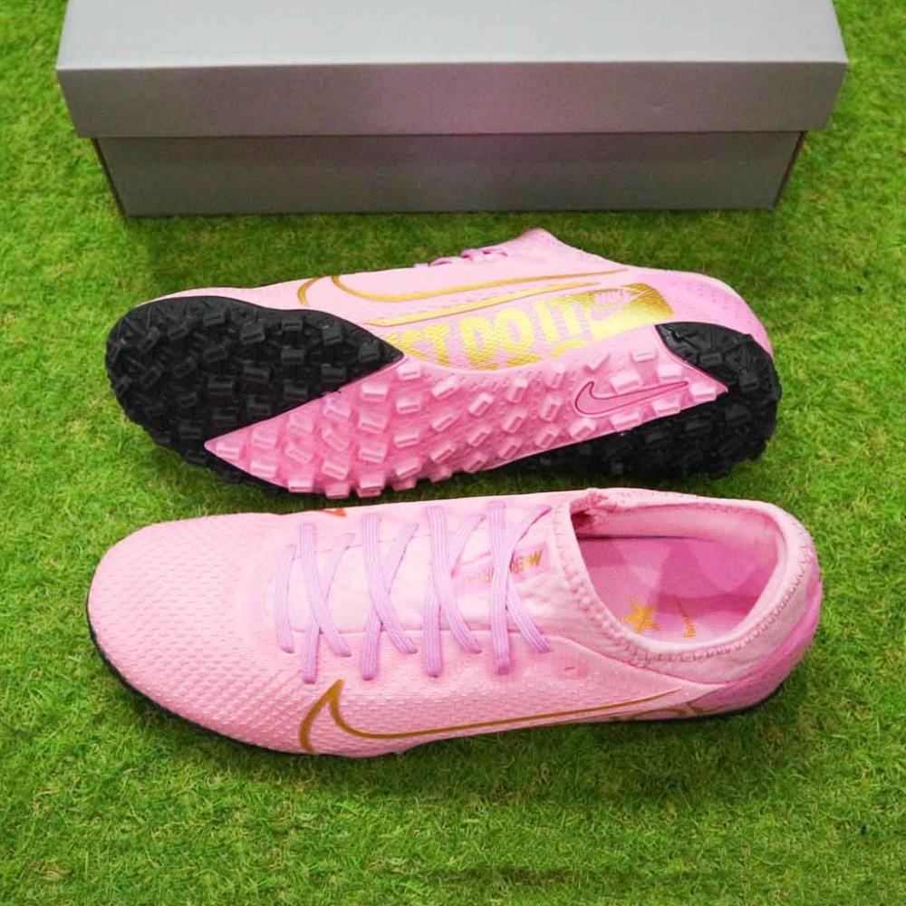 Bão 12-12 [ Có video ] Giày Đá Bóng Mercurial Vapor 13 Pro Hồng Vạch Đồng Cổ Lửng TF