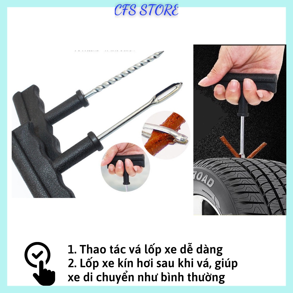 Bộ vá xe không săm ô tô xe máy, dụng cụ vá vỏ không ruột