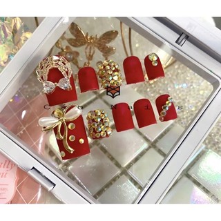[Nails Box] Móng úp giả thiết kế móng chân đỏ nhám