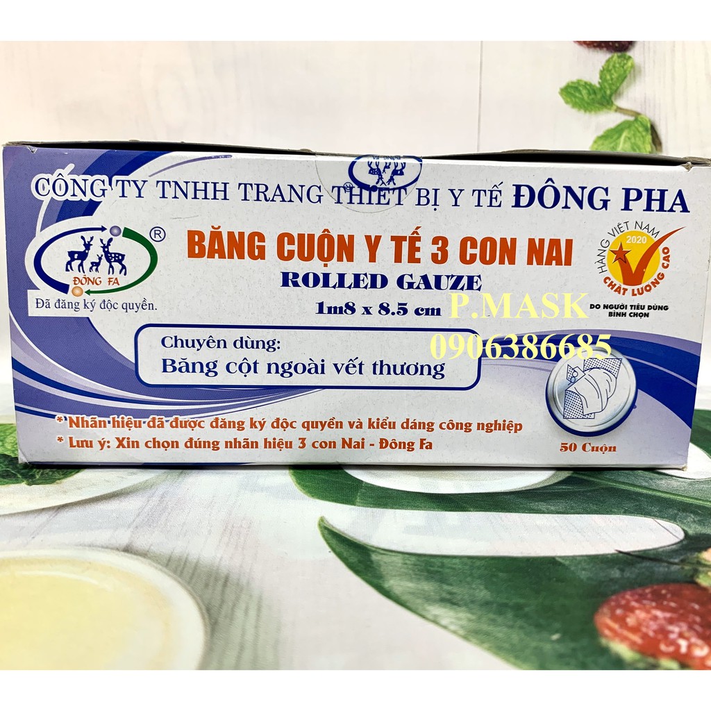 Combo 5 cuộn băng cuộn y tế Đông Pha 3 con Nai chăm sóc vết thương - Gạc cuộn y tế Đông Fa 1,8m x 0,85cm/ cuộn