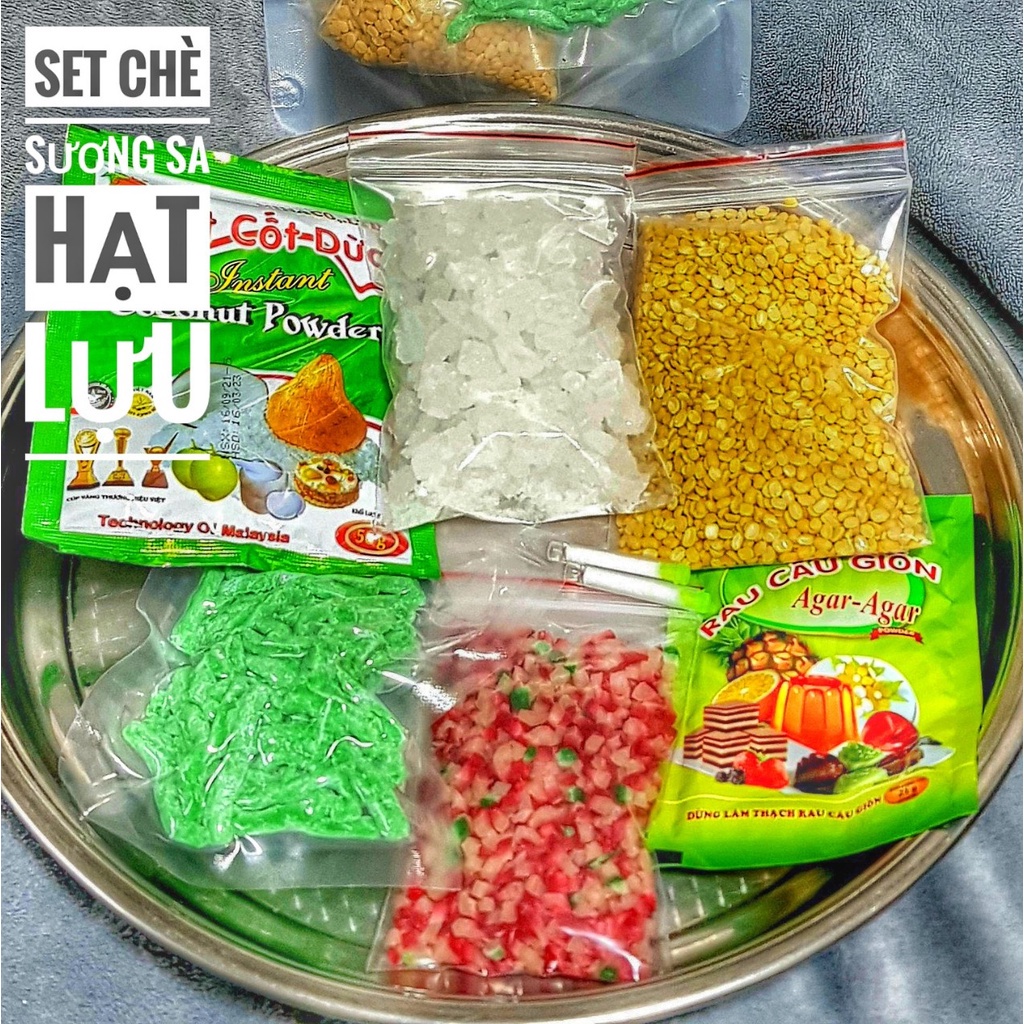 SET NGUYÊN LIỆU NẤU CHÈ SƯơNG SA HẠT LỰU BÁNH LỌT SET 7- 10 CHÉN