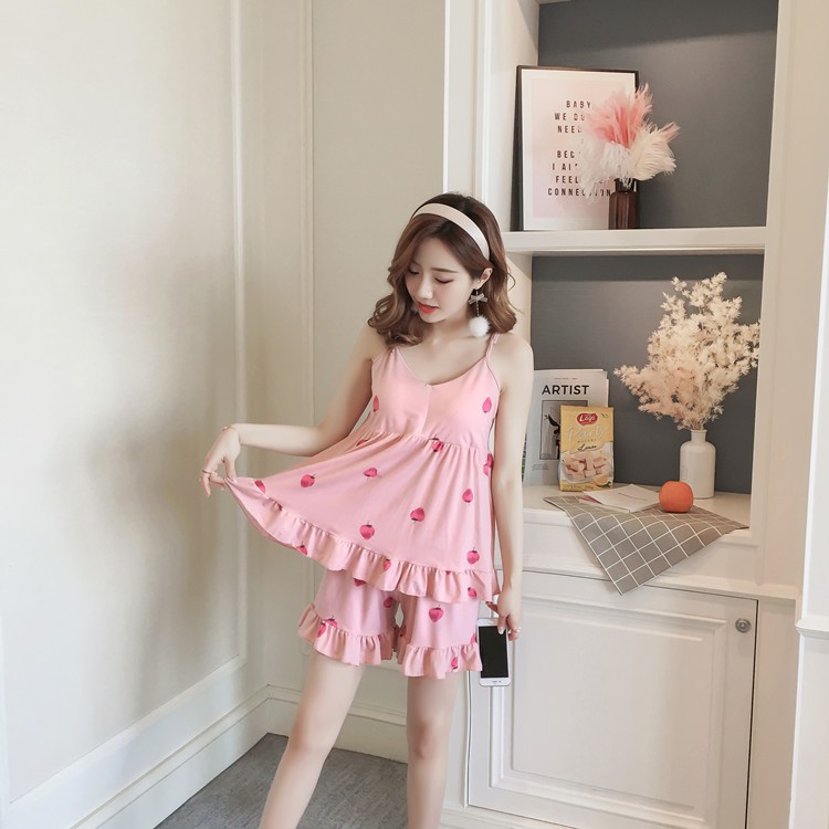 Bộ Đồ Ngủ Dây Đeo Mùa Hè Dâu Tây Xinh - Váy Mặc Nhà Dáng Hàn Quốc Có Mút Ngực BĐN01 | BigBuy360 - bigbuy360.vn