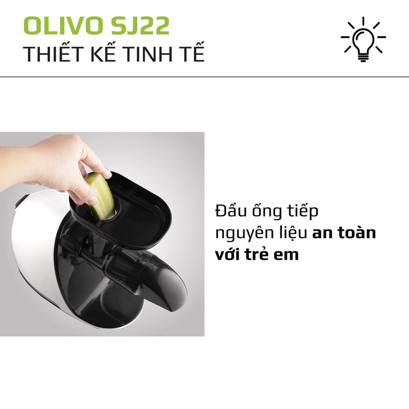 Máy Ép Trục Ngang OLIVO SJ22 - Ép Chậm Tốc Độ Thấp - Ép Kiệt Bã - Không Bị Kẹt - Dễ Vệ Sinh