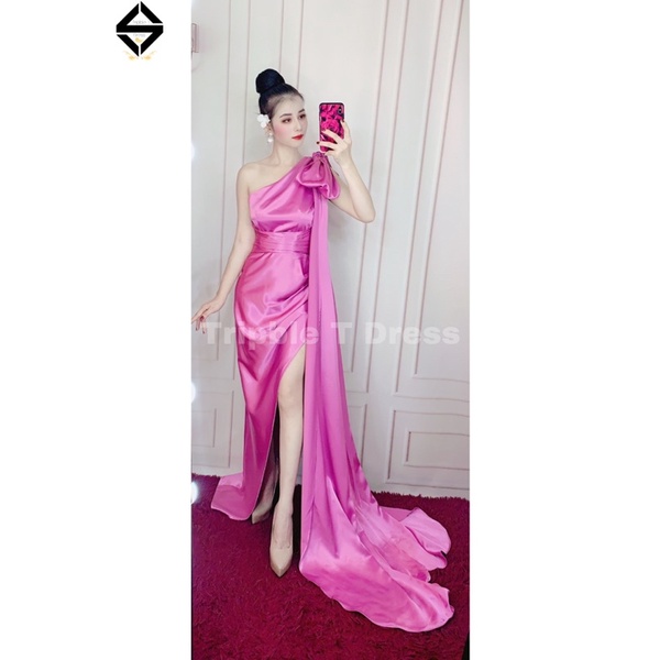 Đầm maxi dạ hội dáng dài nơ 1 vai tà dài TRIPBLE T DRESS - size M/L - MS391V