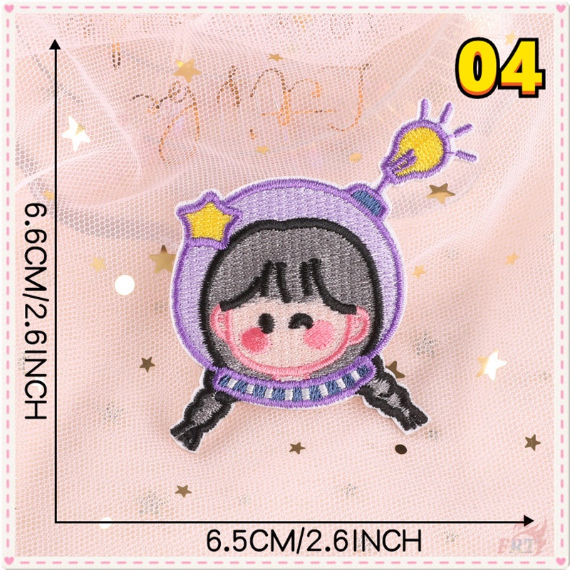 ✿ Miếng Dán Trang Trí Hình Cô Gái Phi Hành Gia Màu Tím Độc Đáo ✿ 1 Huy Hiệu Ủi Thêu Hình UFO