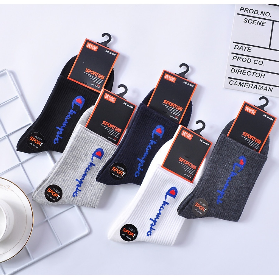 Tất nam kiểu dáng thể thao, cao cổ, chất liệu cotton thoáng mát thấm mồ hôi
