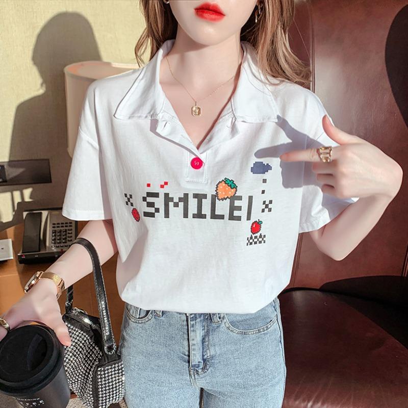 Áo Thun Tay Ngắn Dáng Rộng In Họa Tiết Thời Trang Mùa Hè 2022 Cho Nữ