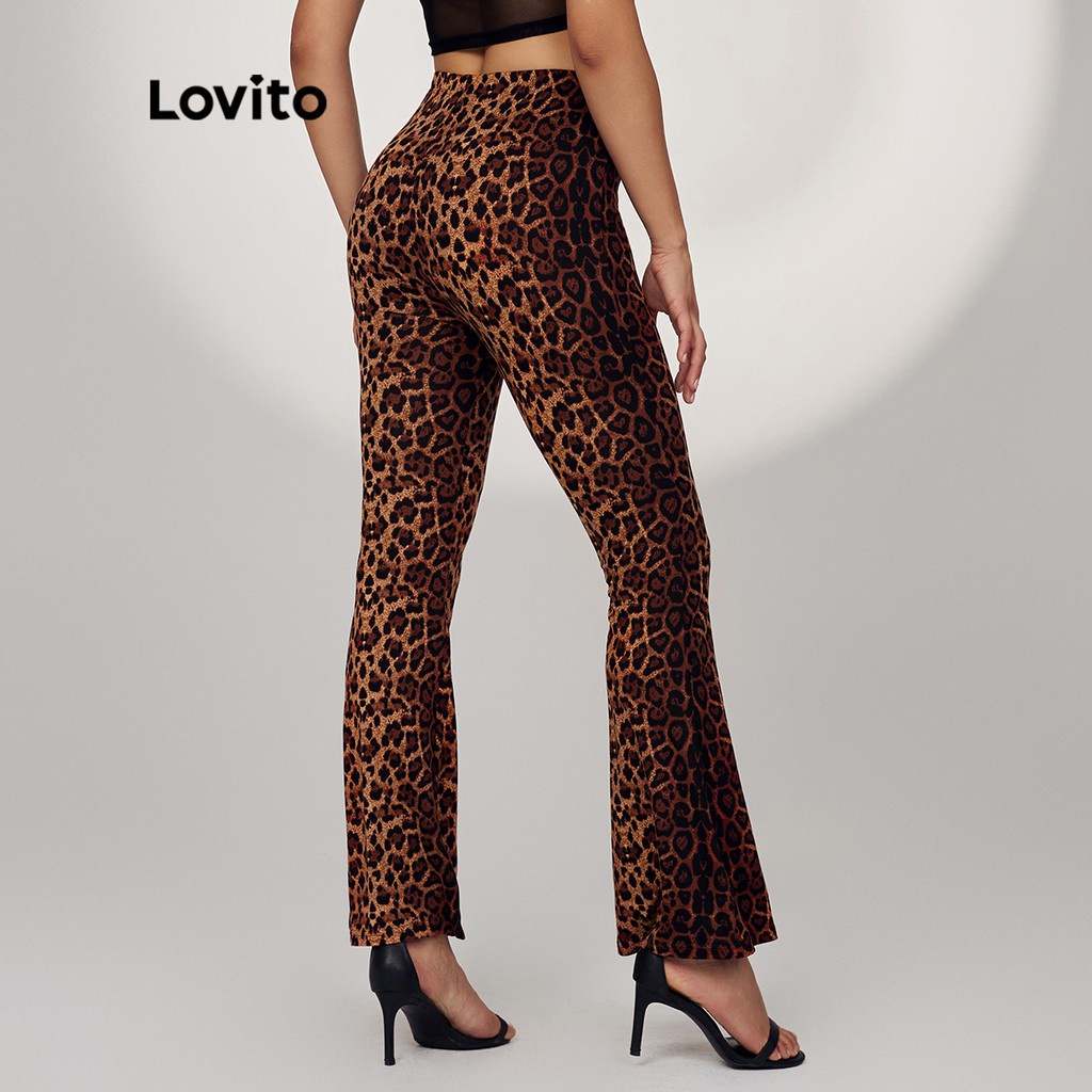 Quần dài Lovito in họa tiết da báo phong cách cơ bản thường ngày L17D026 (Nâu)