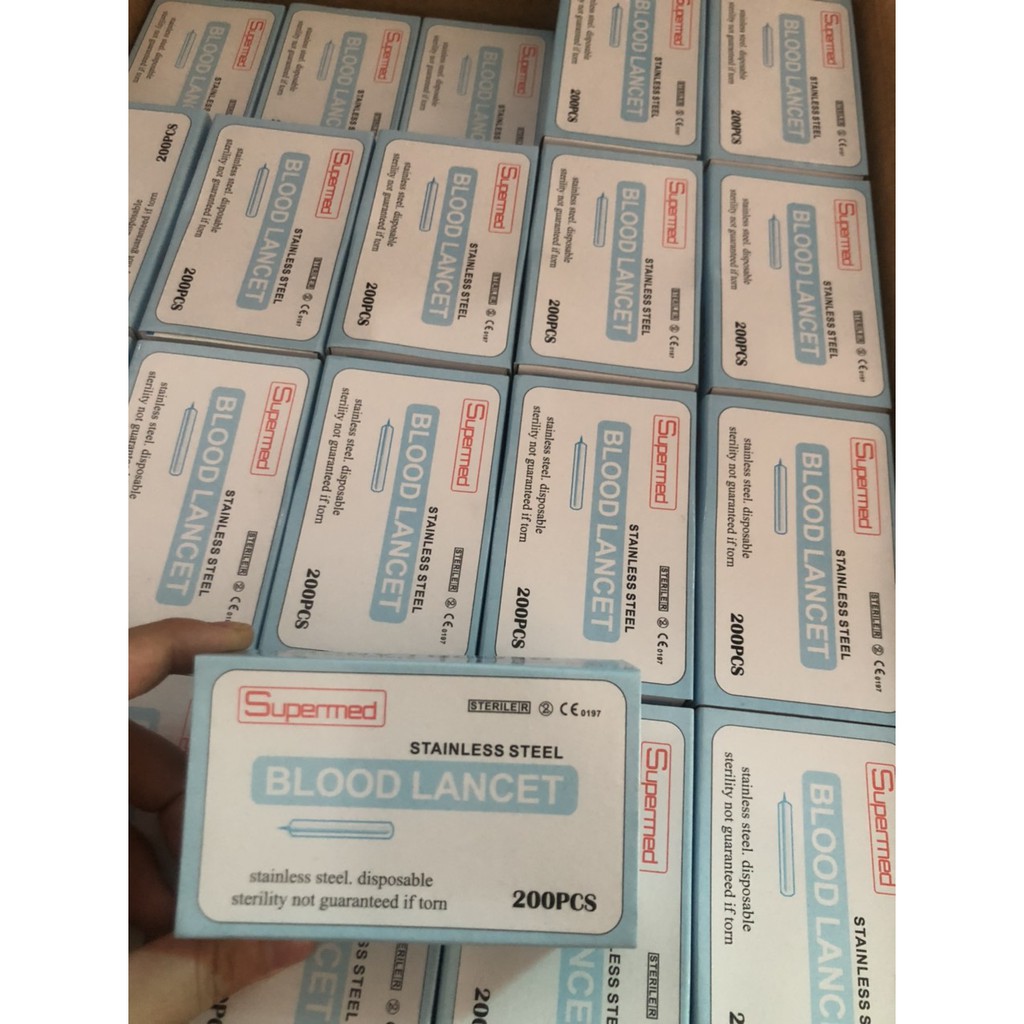 Kim nặn mụn chích máu Blood Lancets hộp 200 Kim - Kim lễ mụn dùng 1 lần