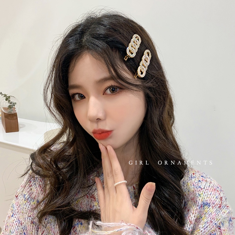 Kẹp Tóc Hình oval Đính Ngọc Trai Lấp Lánh Phong Cách Hàn Quốc Đơn Giản