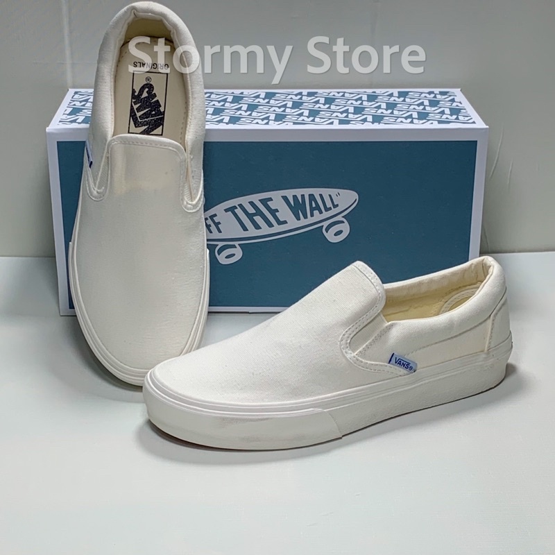 Giày Van Lười Trắng Trơn chuẩn 1:1 Full Box