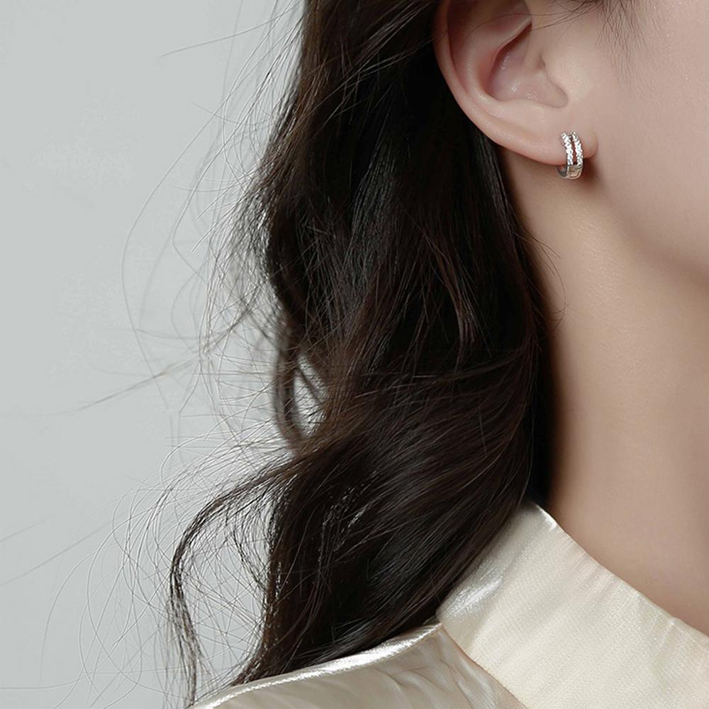 Bông Tai Dạng Vòng Hình Học Bằng Đồng Thời Trang Thanh Lịch Cho Nữ